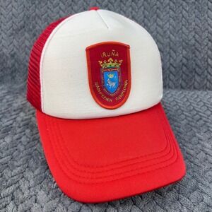 San Fermin Pamplona Crest Mens Red White MKT Trucker Hat Snapback OSFM